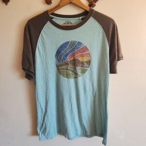 Prana Graphic Tee Short Sleeve Blue Gray Lightweight Large L